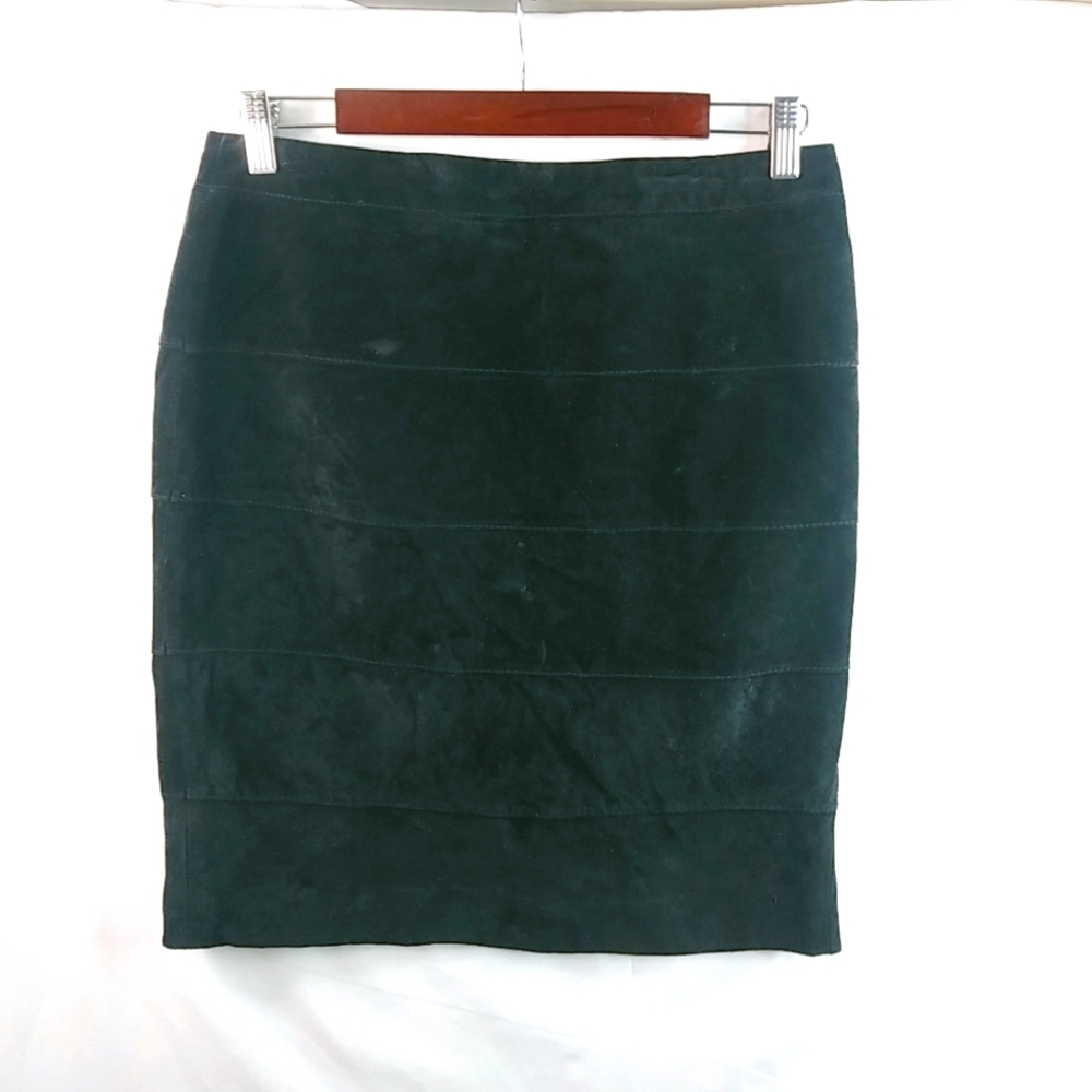 Virtue 8 Suede Black Lined Leather Mini Skirt